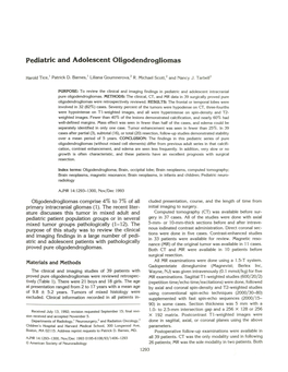 Pediatric and Adolescent Oligodendrogliomas