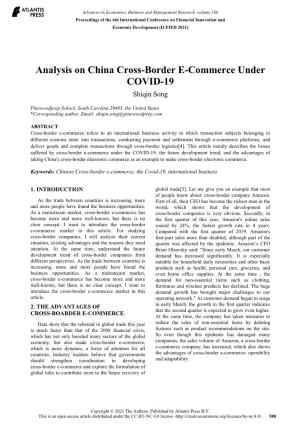 Analysis on China Cross-Border E-Commerce Under COVID-19 Shiqin Song