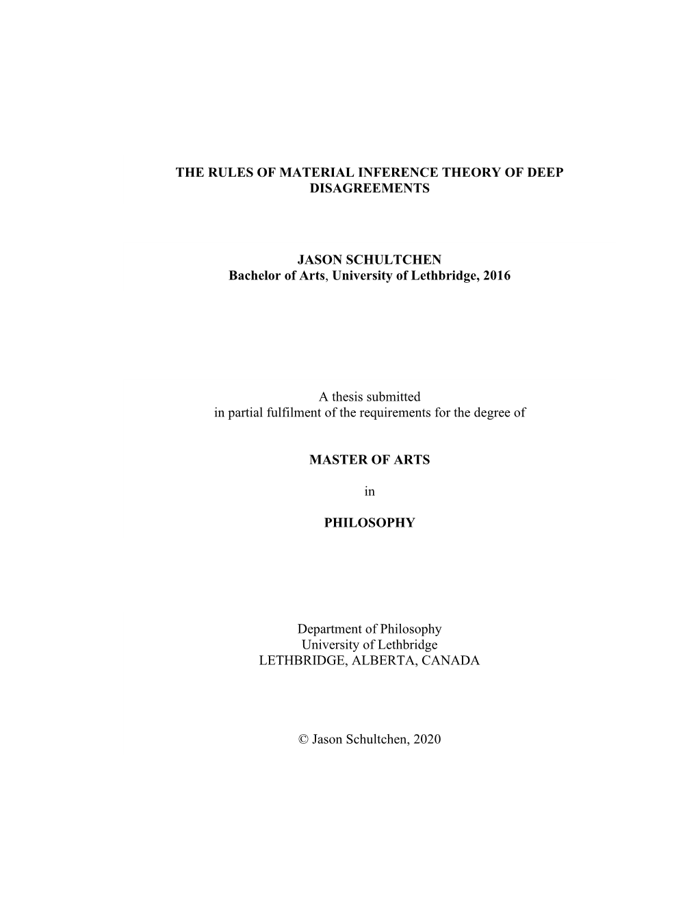 The Rules of Material Inference Theory of Deep Disagreements