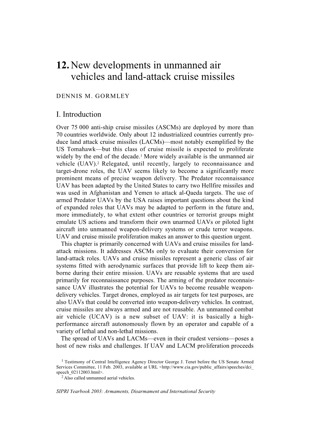 12.New Developments in Unmanned Air Vehicles and Land-Attack Cruise Missiles