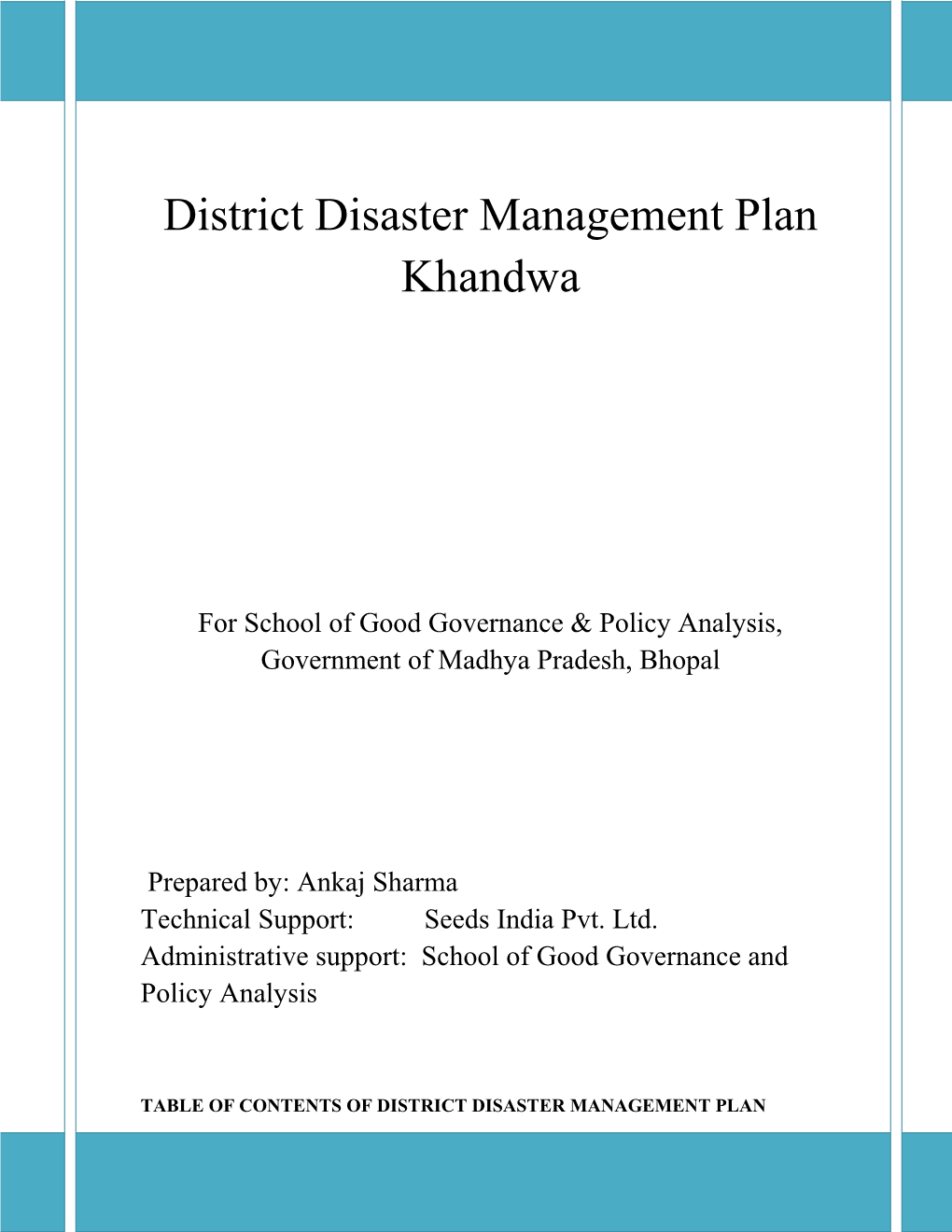 District Disaster Management Plan Khandwa