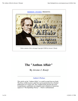 Anthon Affair by Jerome J