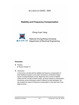 Stability and Frequency Compensation