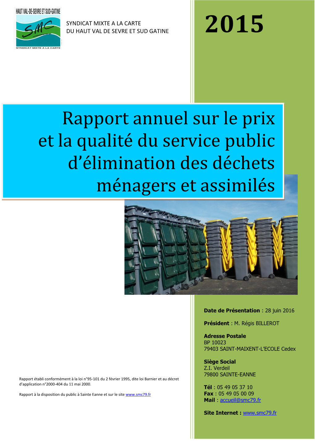 Rapport Annuel Sur Le Prix Et La Qualité Du Service Public D'élimination Des