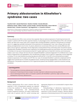 Primary Aldosteronism in Klinefelter's Syndrome