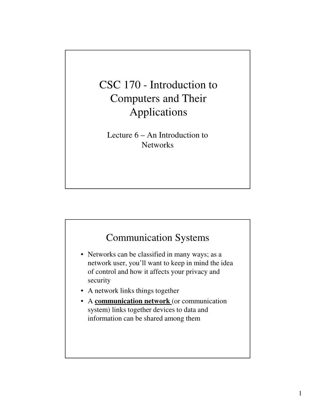 CSC 170 - Introduction to Computers and Their Applications