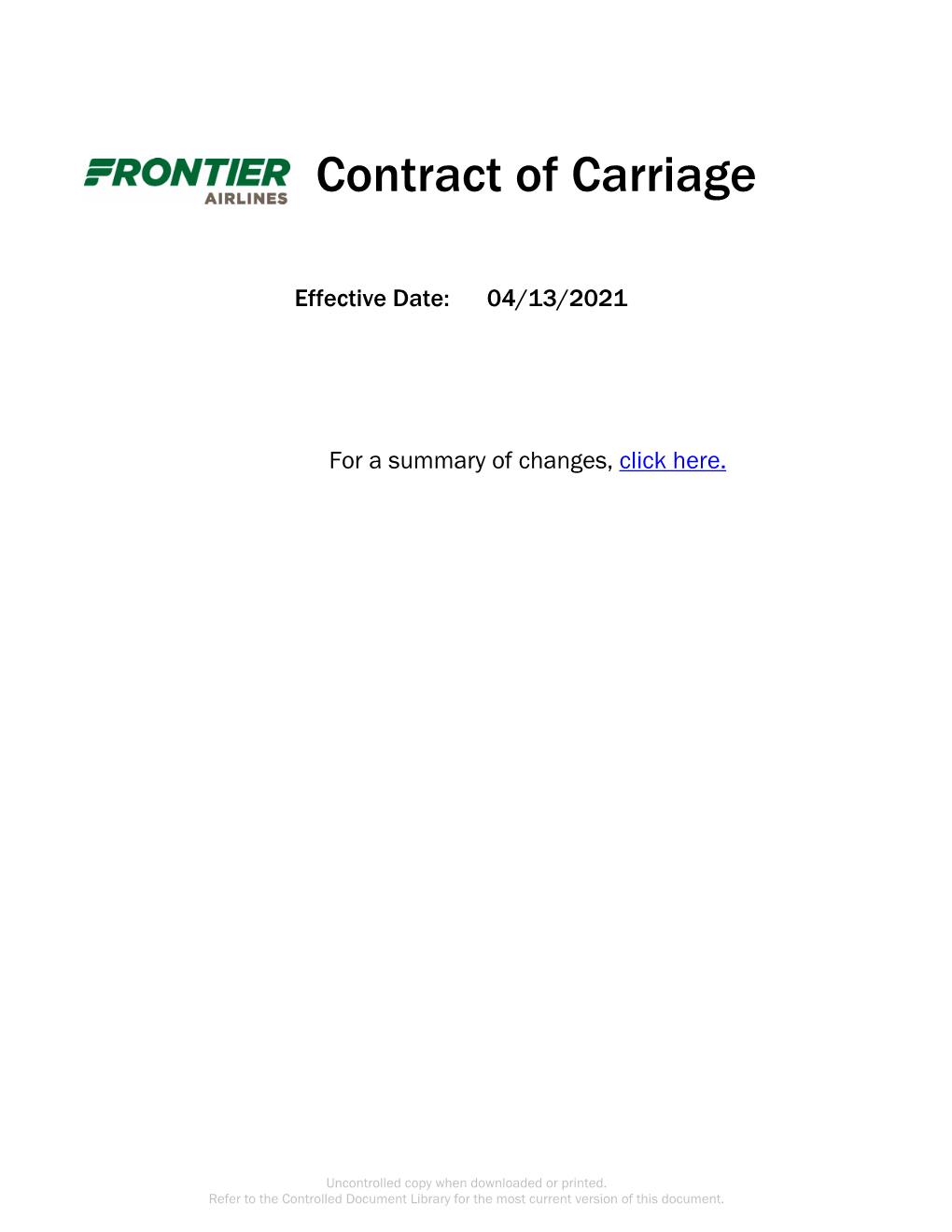 Contract of Carriage