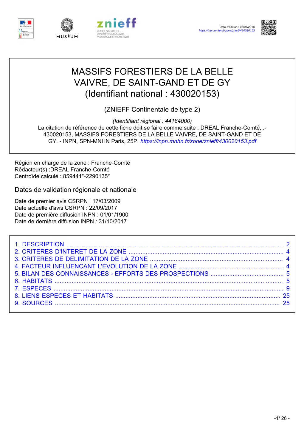 MASSIFS FORESTIERS DE LA BELLE VAIVRE, DE SAINT-GAND ET DE GY (Identifiant National : 430020153)