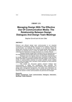 Managing Design with the Effective Use of Communication Media: the Relationship Between Design Dialogues and Design Team Meetings
