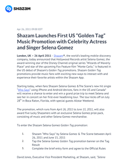 Music Promotion with Celebrity Actress and Singer Selena Gomez