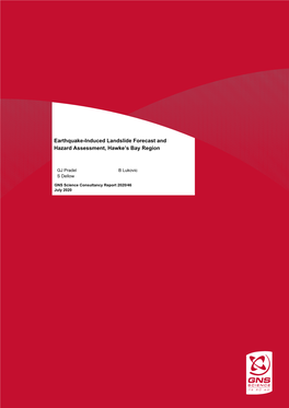 Earthquake-Induced Landslide Forecast and Hazard Assessment, Hawke’S Bay Region