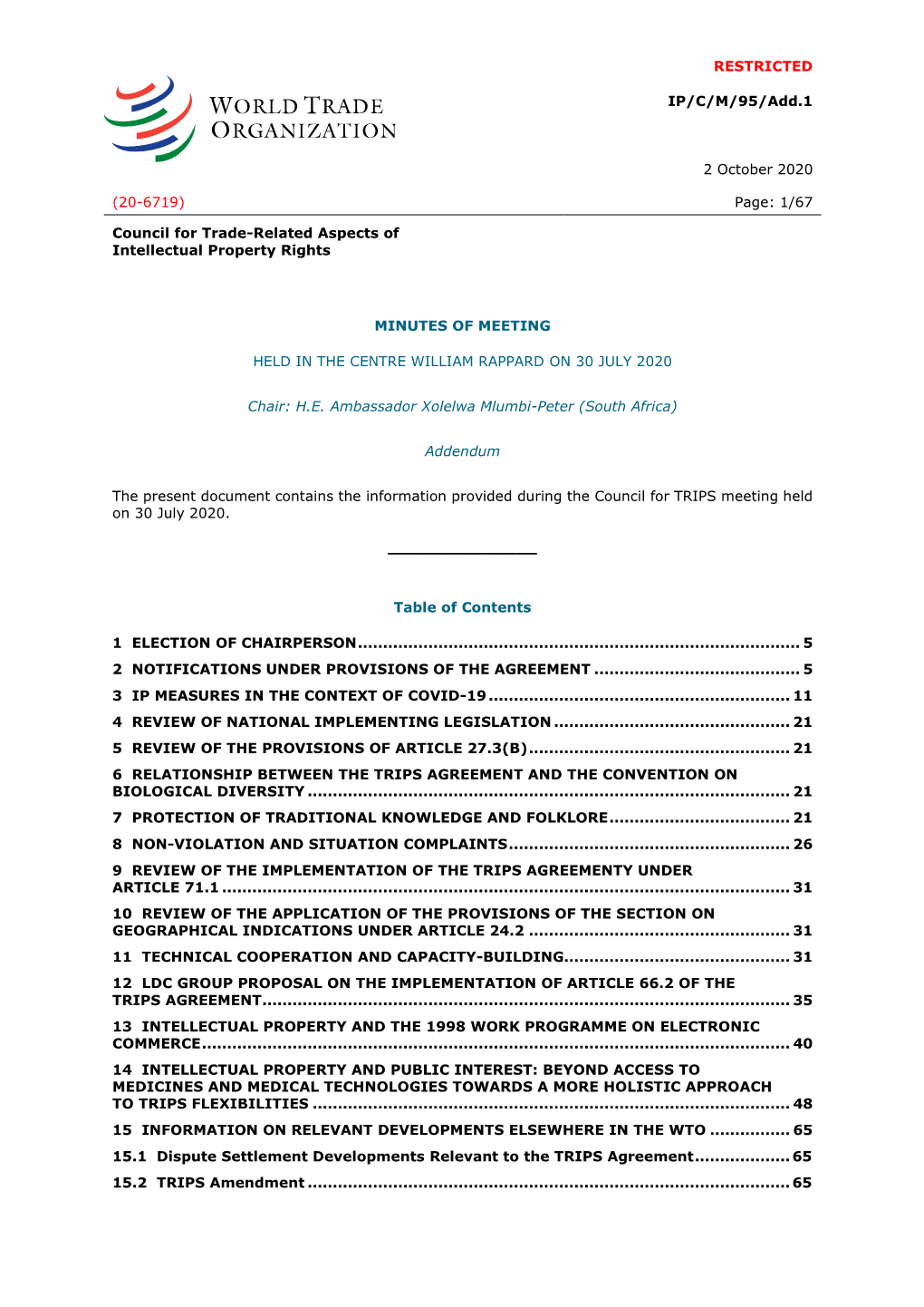 Page: 1/67 Council for Trade-Related Aspects