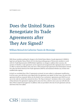 Does the United States Renegotiate Its Trade Agreements After They Are Signed?