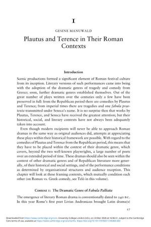 Plautus and Terence in Their Roman Contexts
