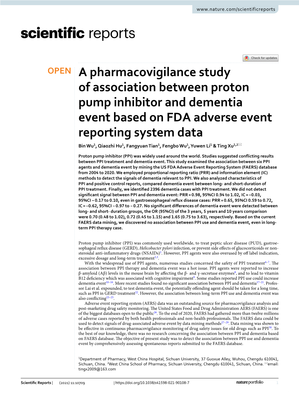 A Pharmacovigilance Study of Association Between Proton Pump