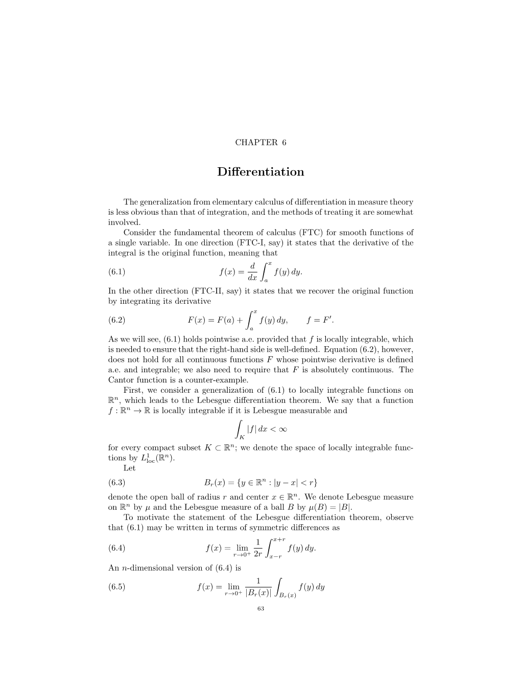 Chapter 6. Differentiation