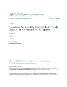 Abundance Analysis of the Extremely Fast Onemg Novae V838 Herculis and V4160 Sagittarii G J