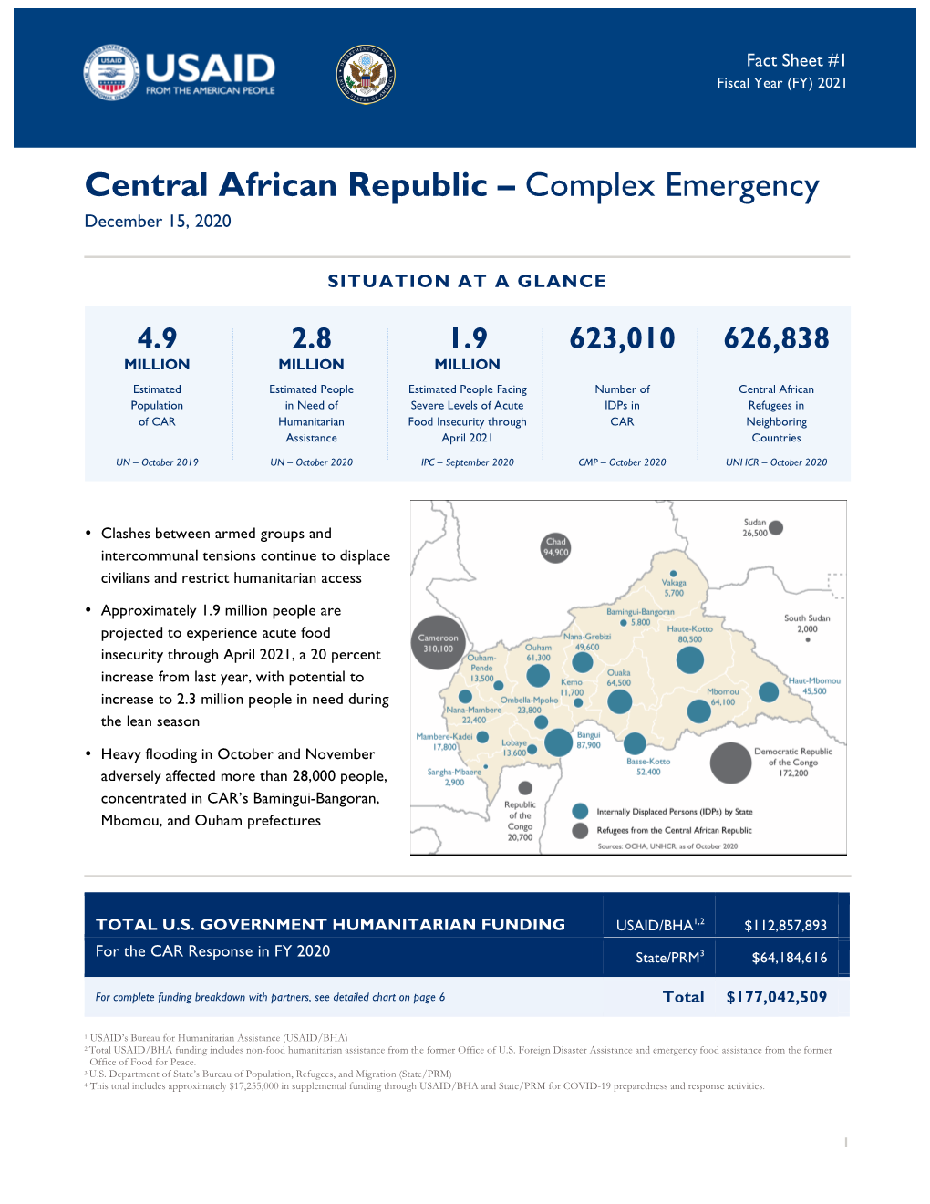 Central African Republic Complex Emergency Fact Sheet #1