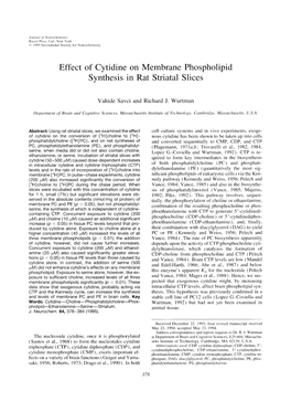 Effect of Cytidine on Membrane Phospholipid Synthesis in Rat Striatal Slices