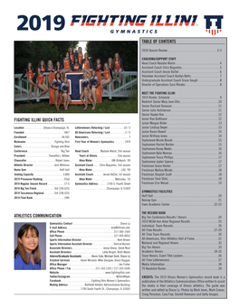 Athletics Communication Fighting Illini Quick Facts Table of Contents