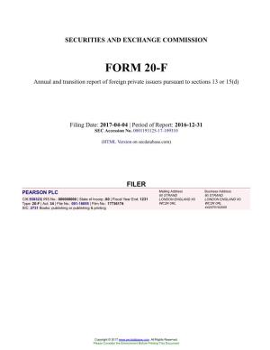 PEARSON PLC Form 20-F Filed 2017-04-04