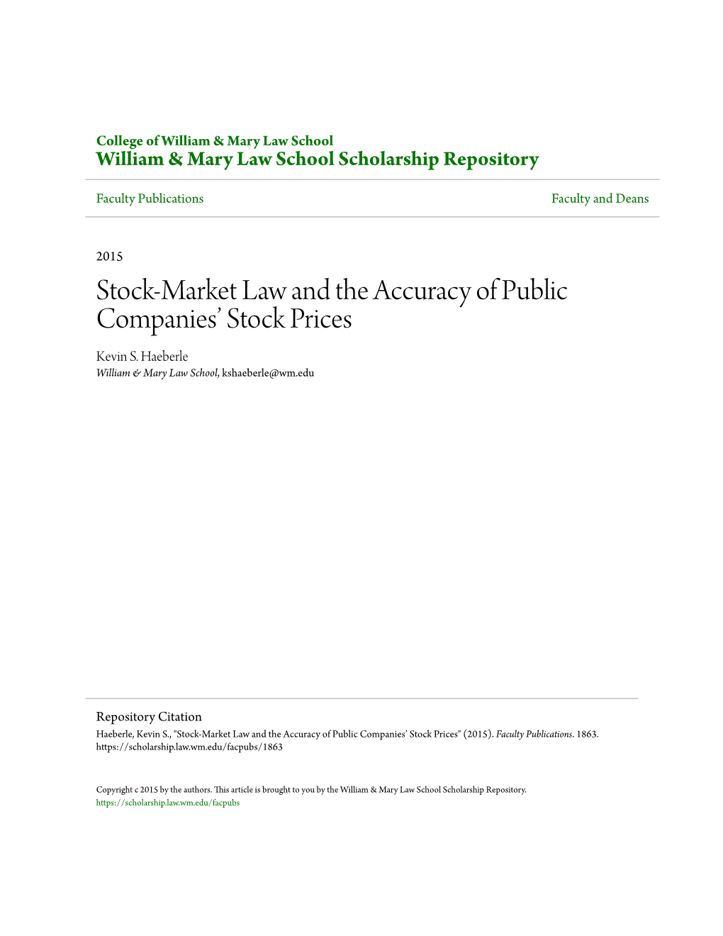 Stock-Market Law and the Accuracy of Public Companies' Stock Prices