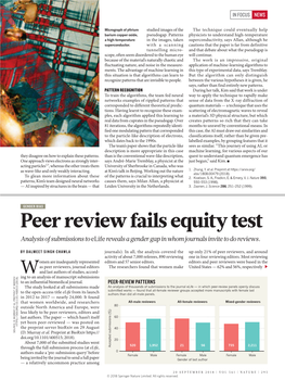 Peer Review Fails Equity Test Analysis of Submissions to Elife Reveals a Gender Gap in Whom Journals Invite to Do Reviews
