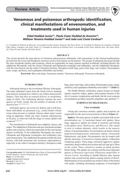 Venomous and Poisonous Arthropods: Identification, Clinical