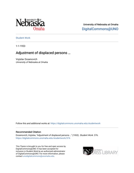 Adjustment of Displaced Persons …