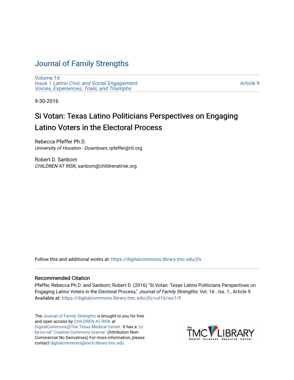 Texas Latino Politicians Perspectives on Engaging Latino Voters in the Electoral Process