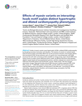 Effects of Myosin Variants on Interacting- Heads Motif Explain