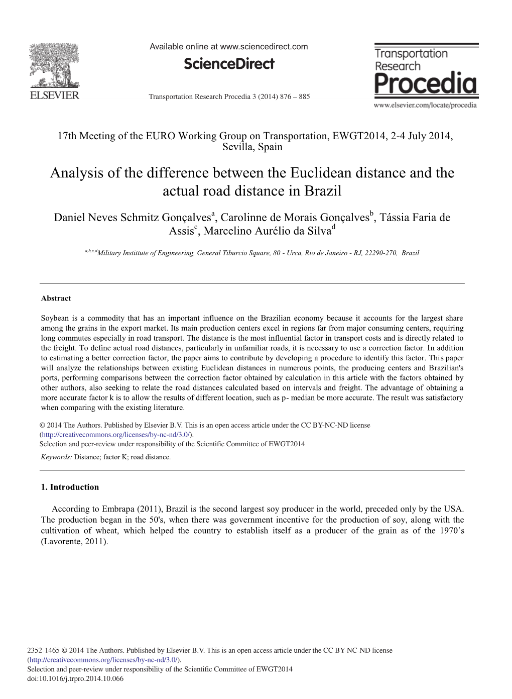 Analysis of the Difference Between the Euclidean Distance and the Actual Road Distance in Brazil