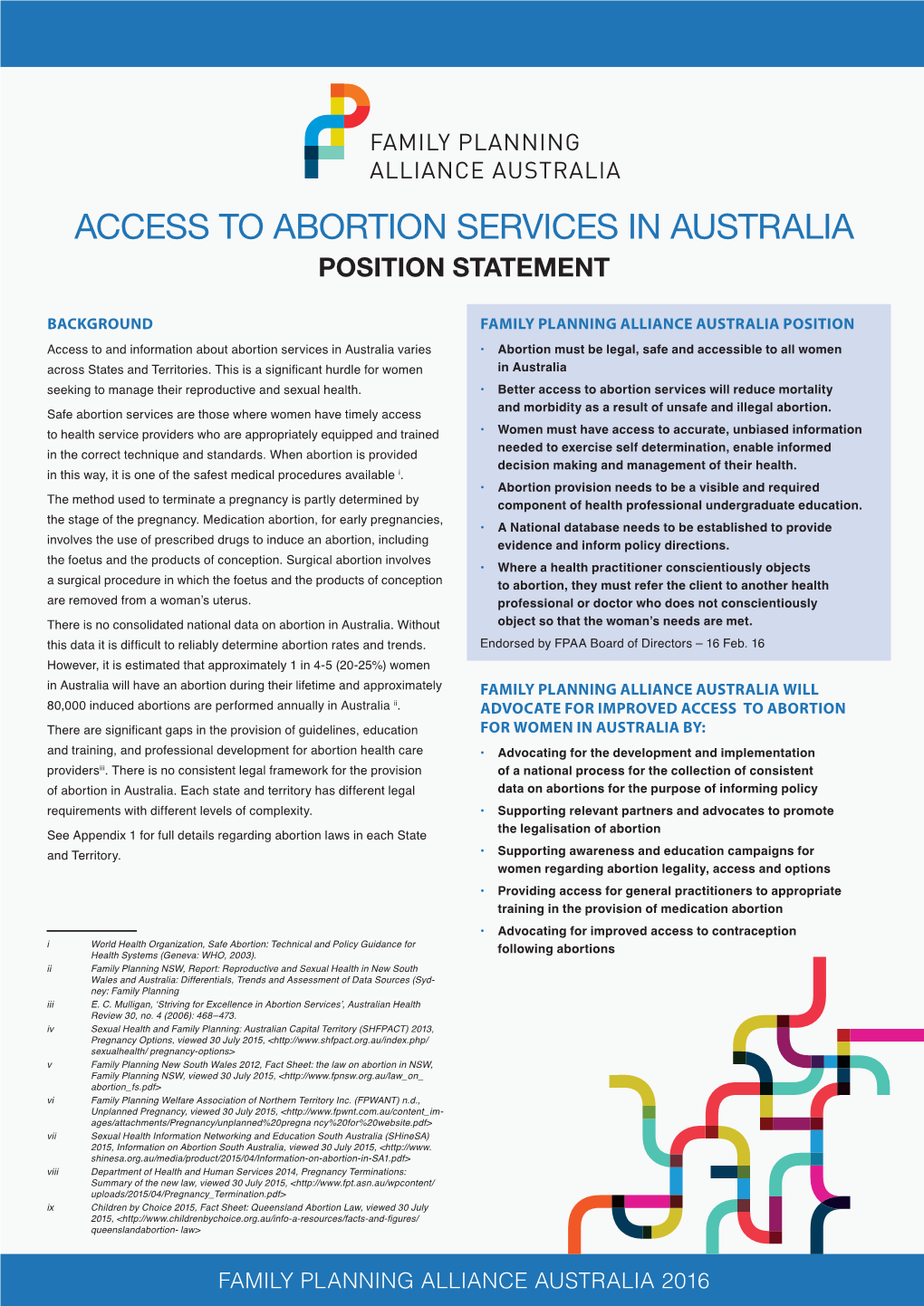 Access to Abortion Services in Australia Position Statement