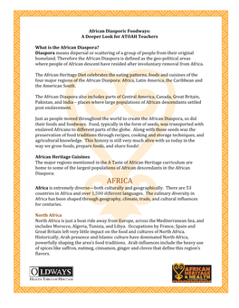 African Diasporic Foodways: a Deeper Look for ATOAH Teachers