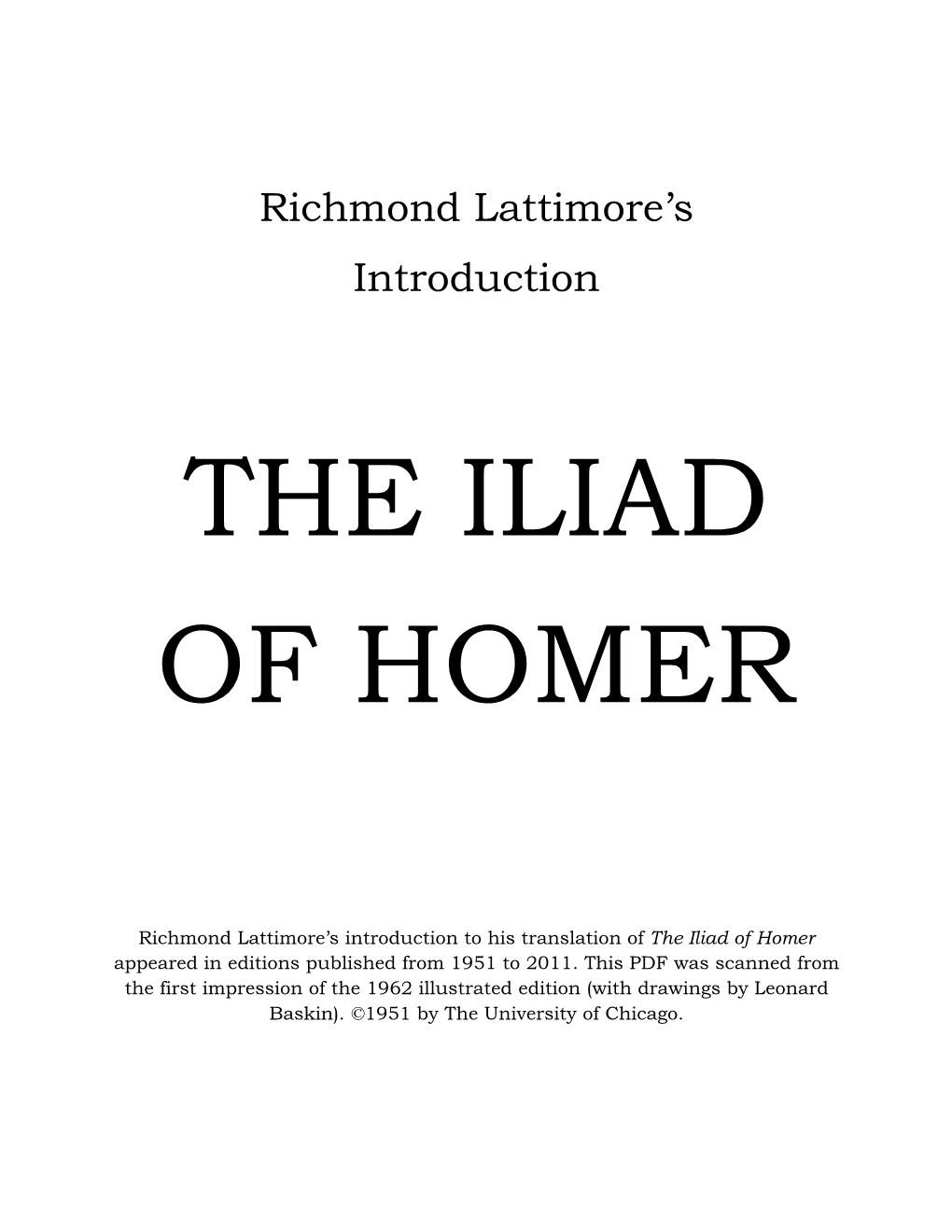 Richmond Lattimore's Introduction