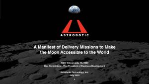 A Manifest of Delivery Missions to Make the Moon Accessible to the World
