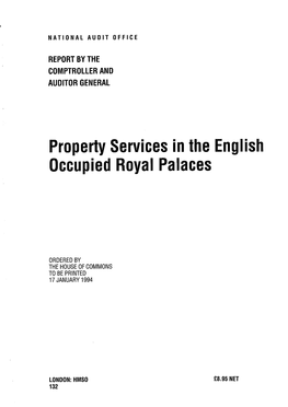 Property Services in the English Occupied Royal Palaces