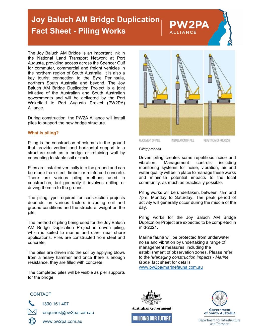 Joy Baluch AM Bridge Duplication Fact Sheet - Piling Works