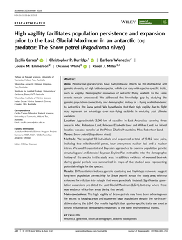 High Vagility Facilitates Population Persistence and Expansion Prior to the Last Glacial Maximum in an Antarctic Top Predator: the Snow Petrel (Pagodroma Nivea)