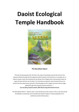 Daoist Ecological Temple Handbook