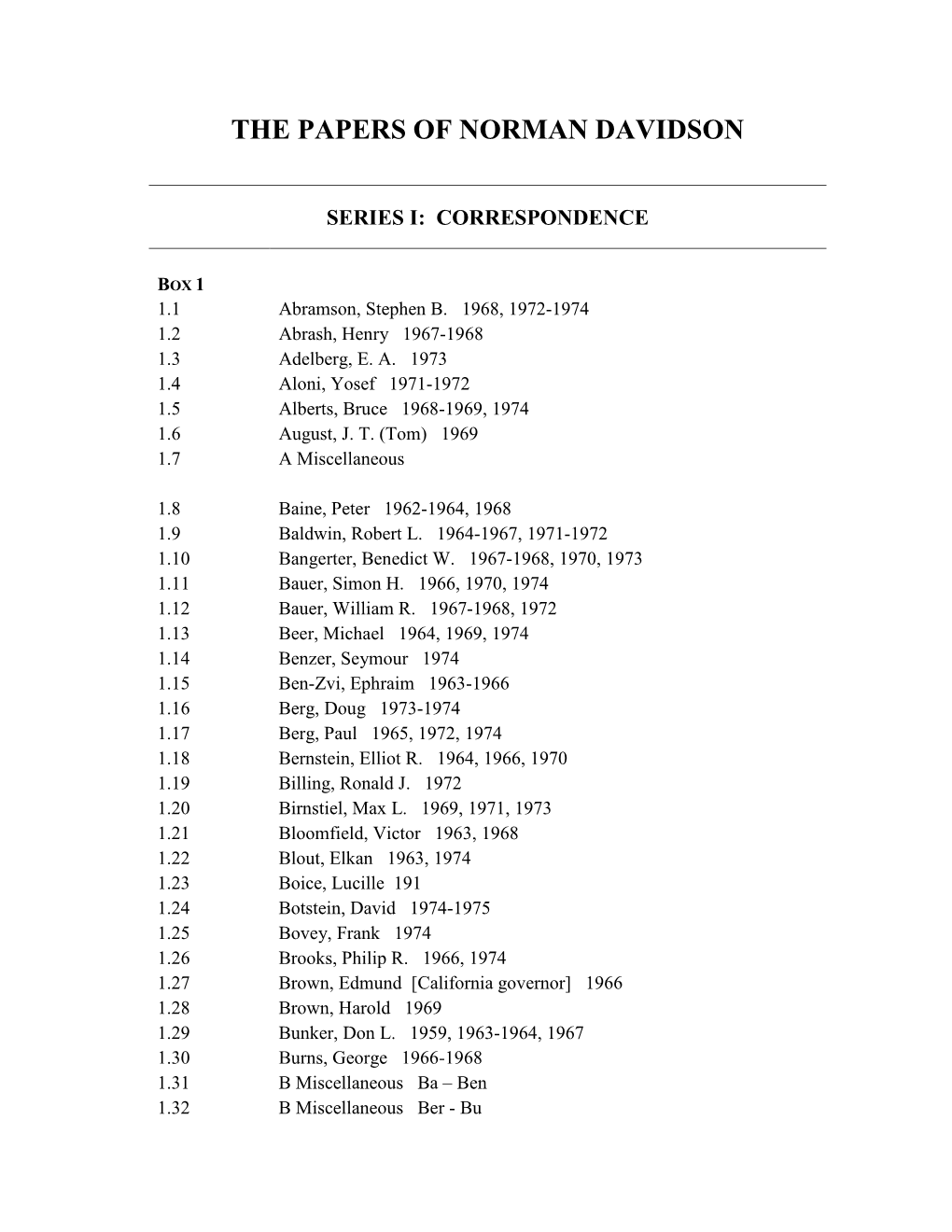 The Papers of Norman Davidson