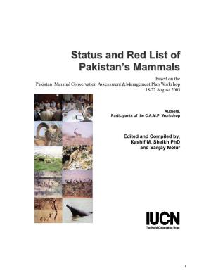 Status and Red List of Pakistan's Mammals