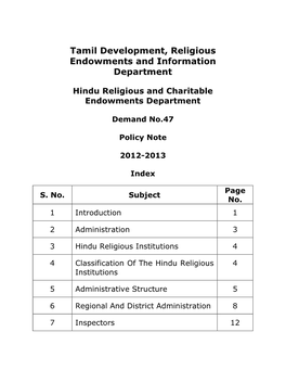 Tamil Development, Religious Endowments and Information Department