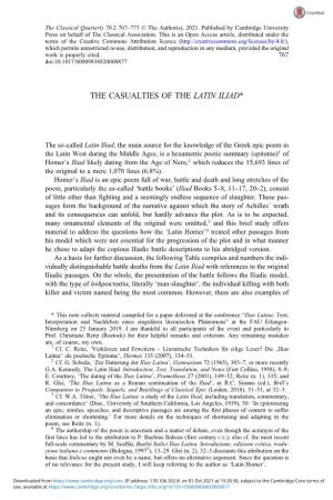 The Casualties of the Latin Iliad*