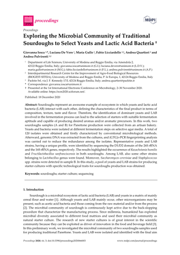 Exploring the Microbial Community of Traditional Sourdoughs to Select Yeasts and Lactic Acid Bacteria †