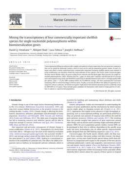 Mining the Transcriptomes of Four Commercially Important Shellfish