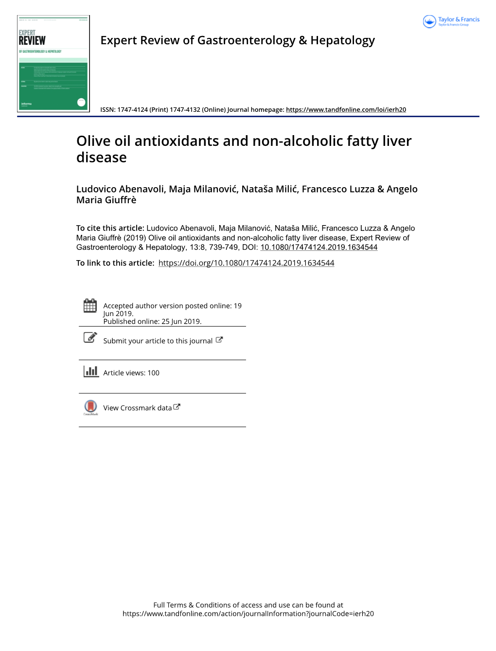 Olive Oil Antioxidants and Non-Alcoholic Fatty Liver Disease