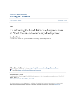 Faith-Based Organizations in New Orleans and Community Development