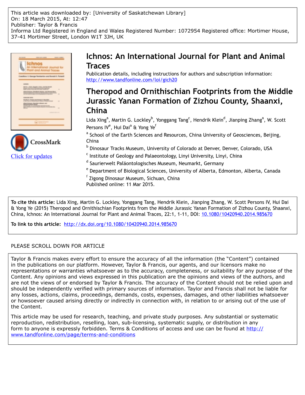 Ichnos: an International Journal for Plant and Animal Traces Theropod