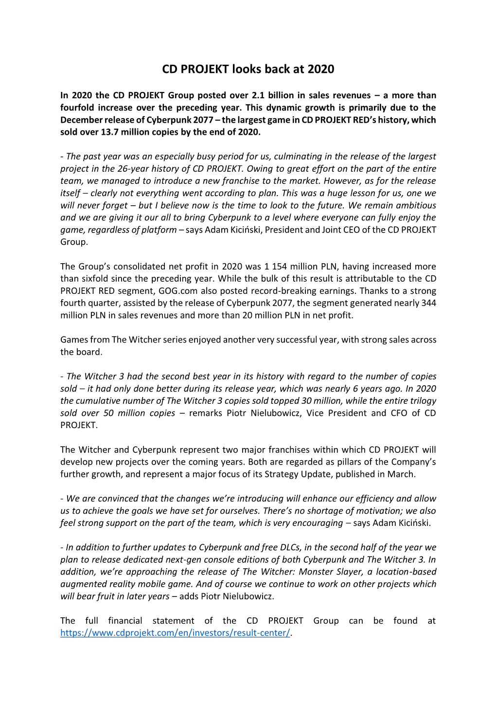 PDF Press Release 2020 Results